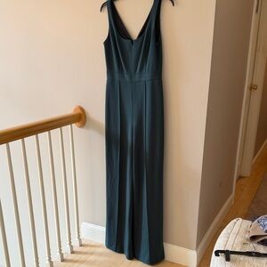 Donna Morgan Deep Teal V-Neck Jumpsuit